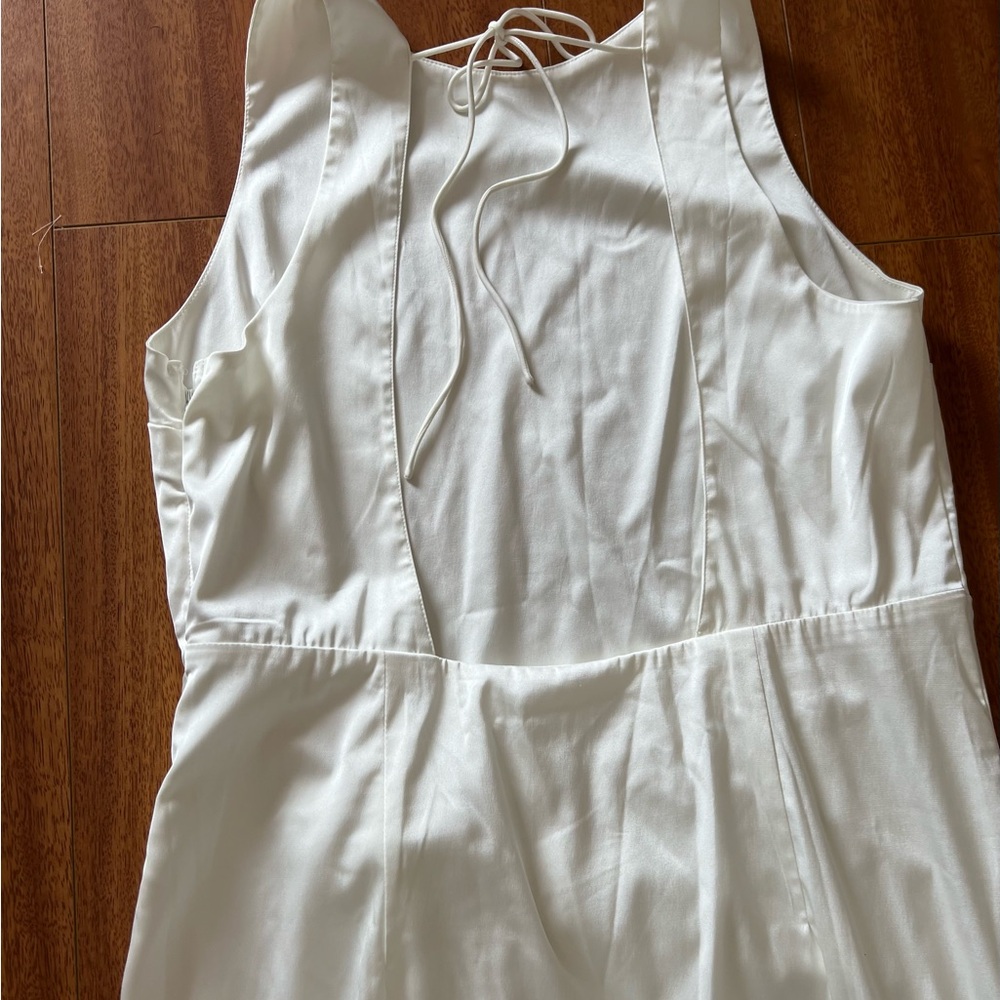 Abercrombie & Fitch Draped Wrap Skirt Maxi Dress Satin Sleeveless Slit White XL - Picture 13 of 16
